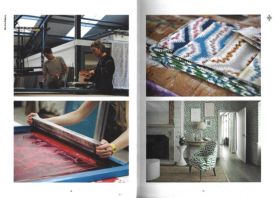 Double page spread of shots around the studio and printroom
